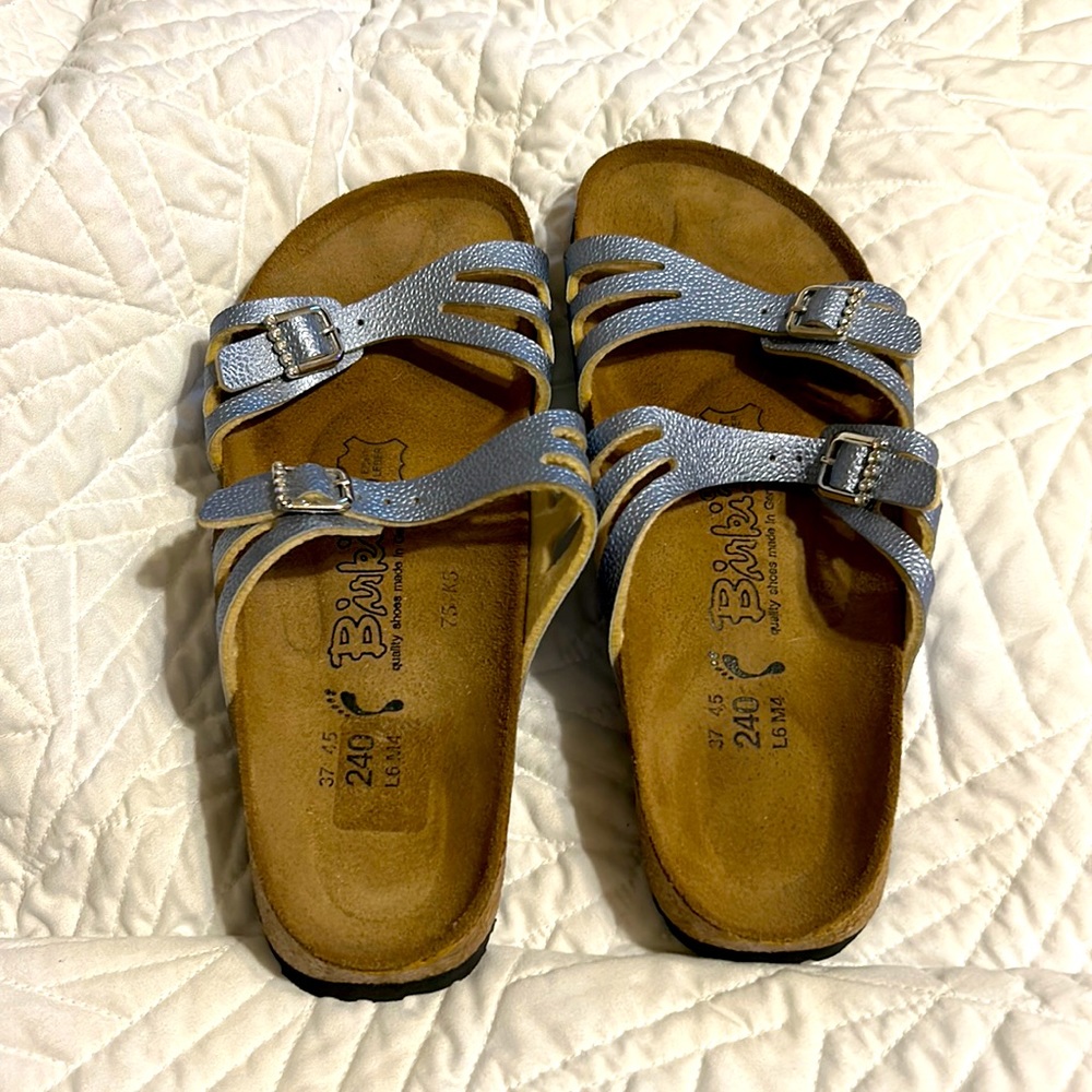 Birki's Moorea Womens Blue Pebbled Rhinestones Sandals Size   37